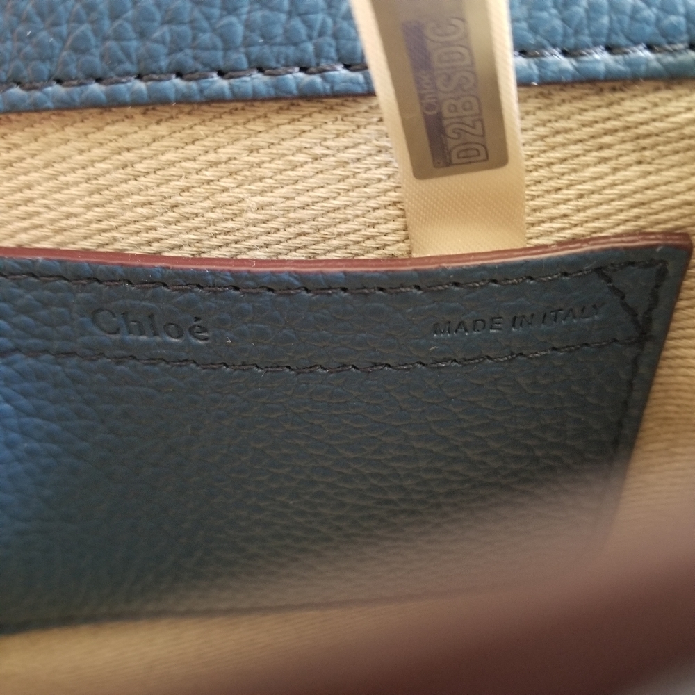 Chloé Small Marcie Saddle Leather Crossbody Bag Blue - Picture 5 of 7
